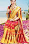 Stylish Look Red and Mustard Yellow Colour Jacquard Design Jacquard Saree SY 5536