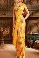 Startling Yellow Silk Georgette Designer Regular Wear Saree SY 5490