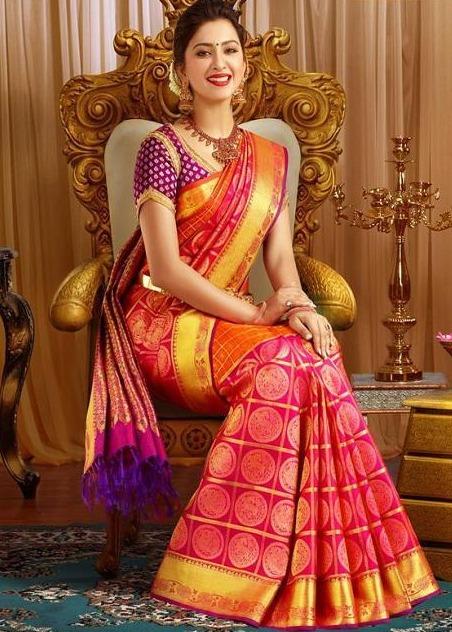 Exciting Multi Color Poly Silk Hand Weaving Saree SY 5488