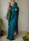 Charismatic Rama Colored Soft Silk Regular Wear Saree