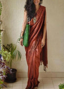 Dainty Red Colored Soft Silk Plain Saree for daily wear collection