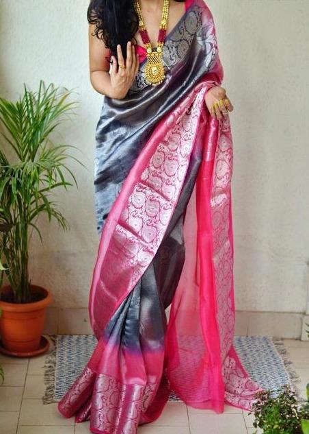 Glorious Gray Colored Soft Silk Regular Wear Saree SY 5230