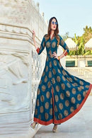 Stylish Blue Color Printed Anarkali Dress TDS2317