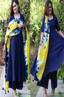 Royal Blue Color Kurti With Digital Print Dupatta