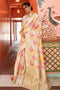 Off-white & peach woven Banarasi Brocade Saree With Blouse Piece SY 6260