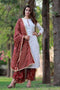 White Color Designer Suits and Bottom Readymade Dupatta sets