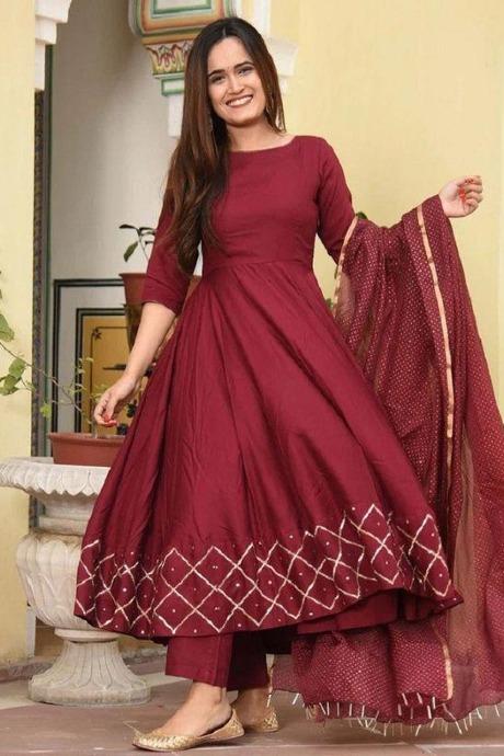 Wine Red Color Designer Salwar Suits Online