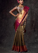 Groovy Beige Colored Soft Silk Jacquard Saree SY 5430