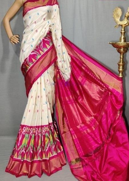 Swinging White Colored Soft Silk Jacquard Saree SY 5428