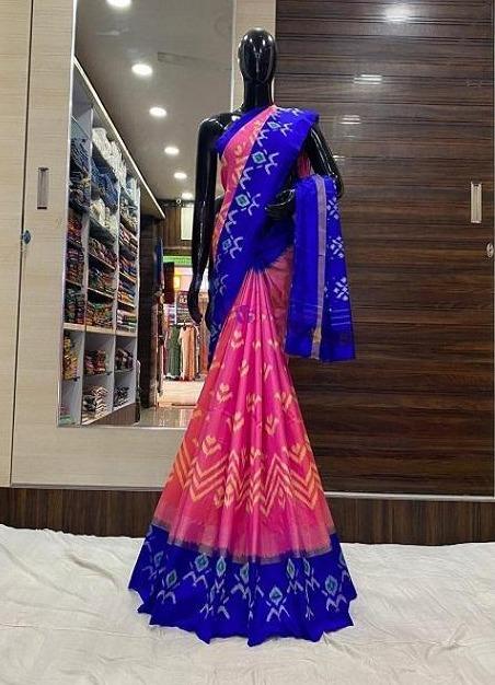 Luxurious PInk / Blue Colored Soft Silk Bandhej Saree SY 5413