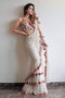 White Color Party Wear Jalar Ruffle Saree SY 5373