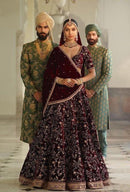 Maroon Color Designer Velvet Sabyasachi Lehenga Choli