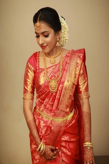 Gleaming Gold Red Color Silk Brand Bride Designer Sarees SY 6411