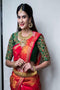 Heavenly Red And Green Color Soft Silk Shining Saree SY 6449