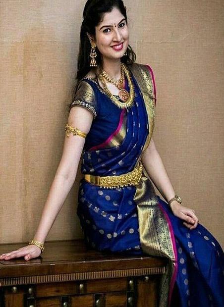 Engrossing Kattu Pure Soft Silk Navy Blue Colour Saree SY 5897