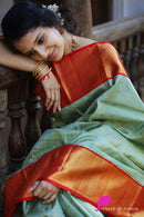 Excellent Firozi and Gold Color Soft Silk Designer Jacquard Sarees SY 6460