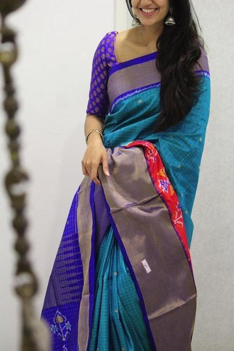 Fabulous Blue And Pink Color Silk Banarasi Online Saree SY 6624