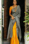 Designer Mustard Yellow Grey colored Soft One Piece Saree SY 6492