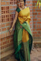 Designer One piece Green Yellow colored Soft Cotton Saree SY 6502