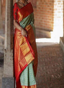 Fashionable Light Firozi Colour Banarasi Pure Soft Silk Jacquard Saree SY 5559