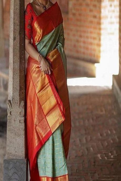 Unique Multi Color Banarasi Pure Soft Silk Jacquard Saree SY 5715