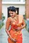 Fashionable Designer Orange colored Silk Fabric Saree SY 6559