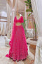 Red Color One piece Dior Work Pure Silk Lehengha Choli