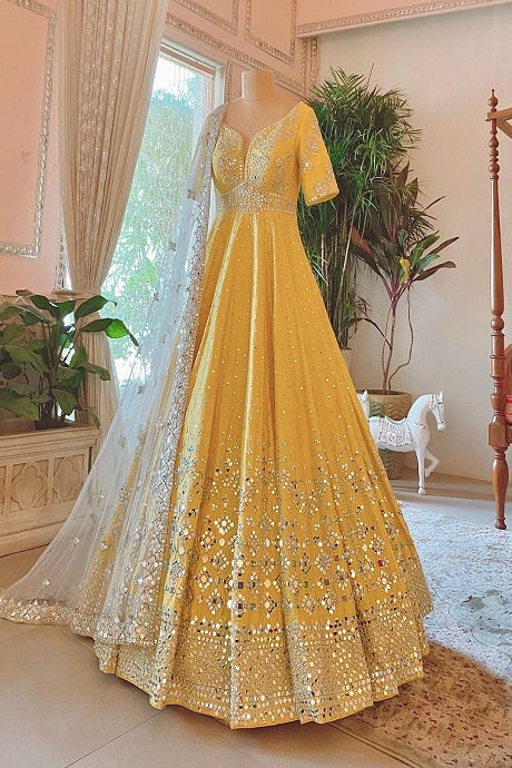 Yellow Color Heavy Designer Palatial Salwar Suits