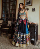 Beautiful print Navratri lehenga choli with mirror work blouse and mirror work dupatta