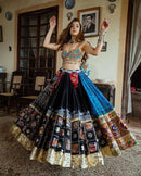 Satin Silk Sky Multi Color Navratri Lehenga Choli Design 2022