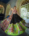 Black and green heavy embroidery and mirror work navratri festival lehenga choli