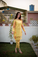 Yellow Color Mirror Party Wear Suits Designs