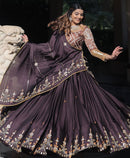 Midnight Lehenga With Coffee Blouse With Dupatta