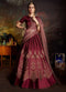 Dark Maroon Coloured Taffeta Silk Embridered Work Lehenga Choli