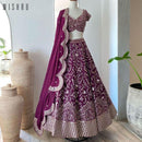 Designer Purple Wedding Wear Lehenga