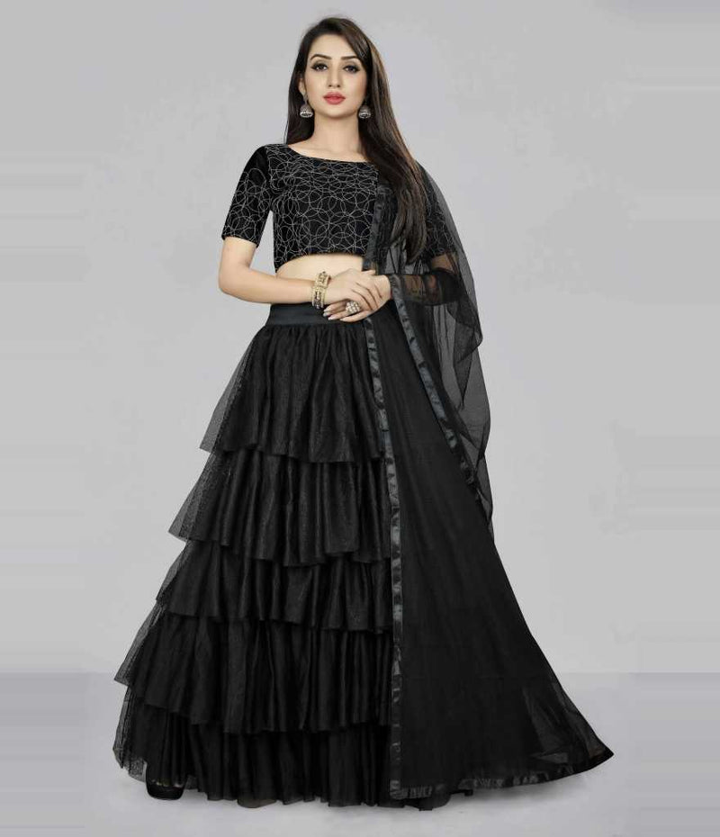 Black Stunning Ruffle Lehenga Choli