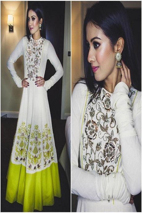 Designer Wear Admirable White Color Heavy Work Round Flair Gown