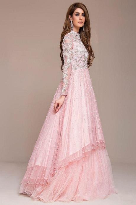 Designer Baby Pink Color Soft Net Gown