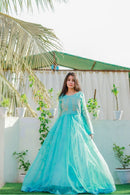 Sky Blue Color Designer Gown Designs