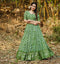 Green Colored Butter Silk With Digital Printed  Lehenga Choli Collection