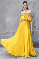 M Yellow Color Beautiful Party wear Gown