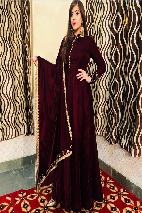 Maroon Color Beautiful Designer Party wear Gown