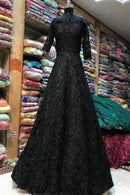 Dark Black Pure Designer Sequence GOWN