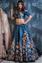 Midnight slue Lehenga With Peach slouse Design