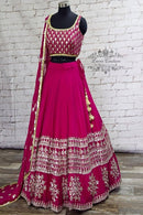 Red Colored Designer Satin Lehenga Bride