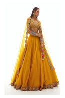 Yellow Embroidered Attractive Party Wear Silk Lehenga Choli