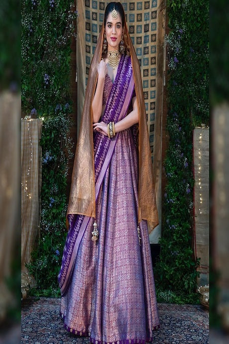 Purple Bangalory Silk Heavy Embroidered Lehenga Choli