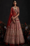 Royal Red Attractive Party Wear Velvet Lehenga Choli