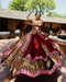 Maroon butter digital print and mirror work navratri festival lehenga choli