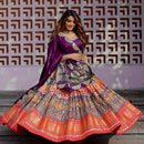 Stylish Butter Silk Digital Printed Purple Colour Lehenga For Navratri